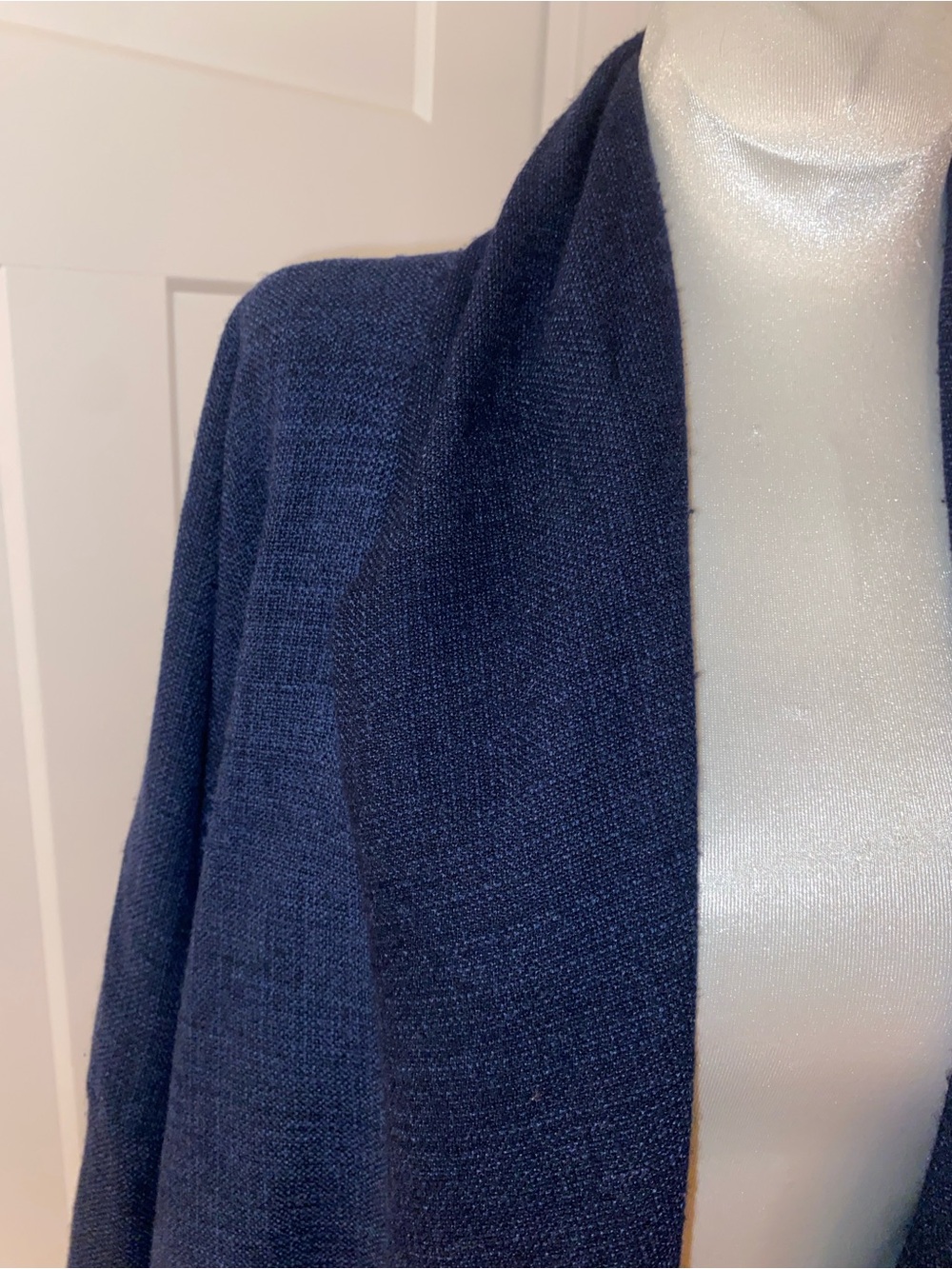 eskandar basketweave wool Navy blue Open-Front oversized cardigan sweater Small - Picture 2 of 10